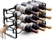 ADEO Stojan na fľaše vína alebo športové fľaše na pitie, čierny kov, stohovateľné 2 ks, MERLIN