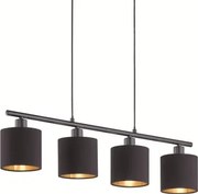 Závesné stropné osvetlenie Tommy, 4 svietidlá, čierna/zlatá%