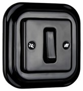 Elhard Štvorcový keramický vypínač s kolískou č.1, čierny - kompletný KV5301B