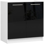 Spodná kuchynská skrinka pod drez OLIWIA S80 biela / čierna, lesk