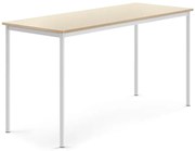 Stôl SONITUS, 1800x700x900 mm, HPL - breza, biela
