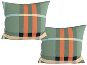 Sada 2 ks dekoračných poťahov na vankúš z mikrovlákna PLAIDORY 45x45 cm, zelená