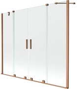 Mexen Velar Duo, 2-krídlová posuvná vaňová zástena 170 x 150 cm, 8mm číre sklo, medený matný profil, 896-170-000-02-65