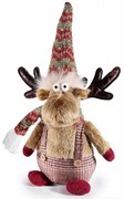 Plyšový vianočný sob v zimnom oblečení 38 cm