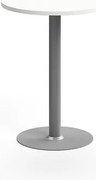 Barový stôl VERTICUS, Ø700x900 mm, biela/strieborná