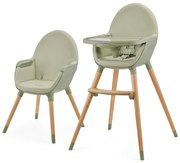 KINDERKRAFT - Detská jedálenská stolička 2v1 FINI2 buk/zelená KHFINI02GRE0000