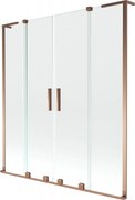 Mexen Velar L Duo, 2-krídlová posuvná vaňová zástena 150 x 150 cm, 8mm číre sklo, ružové zlato, 896-150-003-02-60