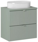 Závěsná skříňka Line Reed Green Beyond II s deskou a umyvadlem 60 cm zelená