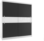Šatníková skriňa 133 cm Belini biely mat / čierny mat s posunými dverami  SI SZP2/2/W/B/W/UU