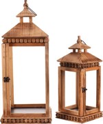Set dvoch drevených lampášov hnedý DA211 BR (2 ks)
