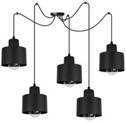 Závesné svietidlo Panta Spider, 5x čierne kovové tienidlo