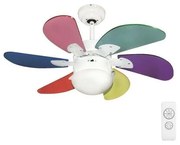 Eurolamp Stropný ventilátor 1xE27/70W/230V pr. 90 cm pestrofarebná + diaľkové ovládanie EU0147