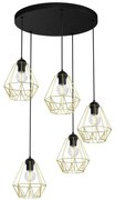 Luster na lanku BERGEN 5xE27/60W/230V čierna/zlatá
