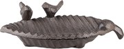 Hnedé liatinové náustok/krmítko pre vtáčiky v tvare listu - 19*10*5 cm