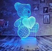 3Dmix 3DL-WD062 – 3D LED nočná lampa - Medvedík so srdcom (Wood)