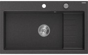 Mexen Omar, 1-komorový granitový drez 800x480x210 mm, čierna škvrnitá, chrómový sifón, 6520801005-76