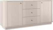 Komoda Vesper 160 cm so zásuvkami na sokli - kašmír / zlaté úchytky