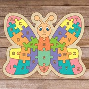 Detské drevené puzzle - Abeceda motýľ A-ZET 26 dielikov | SENTOP H009