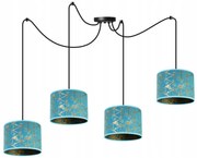 Závesné svietidlo Werona Spider, 4x modré textilné tienidlo so vzorom, (výber z 2 farieb konštrukcie), g