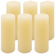 Krémová parafínová sviečka rustikálna 20 cm, 90 h, sada 6 ks