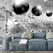 Fototapeta - 3D guľa v šedej farbe (254x184 cm)