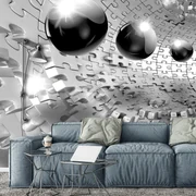 Fototapeta - 3D guľa v šedej farbe (254x184 cm)