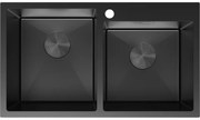 Mexen Xorin, 2-komorový nerezový drez 780 x 450 mm, čierna, 6441782000-70