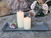 Šedý antik dekoračný plechový podnos s patinou Trao - 42*18*1,5cm