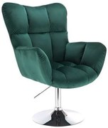 LuxuryForm DESIGN Otočné kreslo AURORA VELUR na striebornom tanieri - zelené