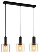 ITALUX PND-65342-3-BK+AMB - Luster na lanku SANTIA 3xE27/40W/230V
