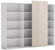 PLAN Skriňa vysoká otvorená dlhá BLOCK White, 2390 x 400 x 1748, dub prírodný