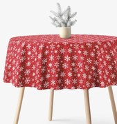 Goldea vianočný okrúhly obrus valencia - biele vločky na červenej Ø 100 cm