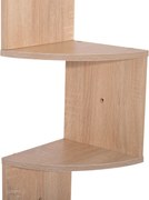 HOMCOM Zigzag rohová polica s úložným priestorom 20L x 20W x 126H cm 5 poschodí Svetlý dub | Aosom