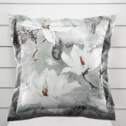 Biante Zamatová obliečka na vankúš s lemom Tamara TMR-016 Designové kvetiny na sivozelenom 30 x 50 cm