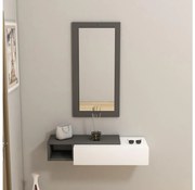 Nástenná polica + nástenné zrkadlo VIEN biela/antracit