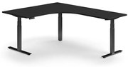 Výškovo nastaviteľný stôl QBUS, rohový, 1600x2000 mm, čierny rám, čierna