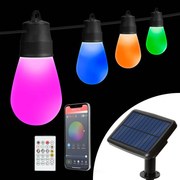 LED RGBIC solárny reťazec 15xLED/1,3W/3,7V 2200 mAh 8 m IP65 čierny + diaľkové ovládanie