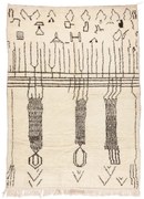 Ručne tkaný vlnený koberec BERBER BJ1147 Boujaad berber Boho, béžový / čierny