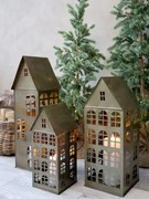 Biely antik kovový domček na sviečku Canie - 25*24*60cm