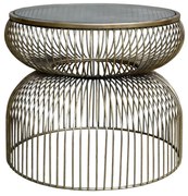 Mosadzný antik kovový okrúhly odkladací stolík Joanne - Ø 47*40 cm