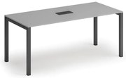Rokovací stôl PRIMO SQUARE, 180x80 cm, sivá + stolná zásuvka TYP I, čierna