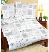 Bellatex Bavlnené obliečky Srdce patchwork, 140 x 220 cm, 70 x 90 cm