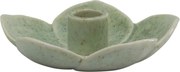 Zelený masívny keramický svietnik v tvare kvetu Massy - Ø 13*3,5 cm