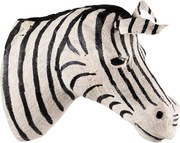 Bielo-čierna antik nástenná dekorácia socha zebra - 21*46*37 cm