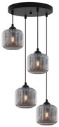 Závesné svietidlo Riffle, 4x grafitové sklenené tienidlo, o