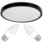 BERGE LED stropné svietidlo 2xE27 IP20 LARI-R BLACK + 2x E27 10W teplá biela sviečka
