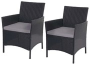 Set 2 záhradných stoličiek Halden, polyratan - antracit, vankúše antracit