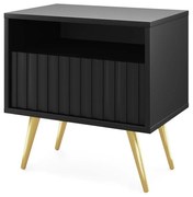Nočný stolík Biel B3  (čierna + zlatá). Akcia -15%. Vlastná spoľahlivá doprava až k Vám domov. 1098852