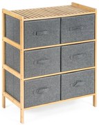 G21 Bambusová policová jednotka s košíkmi, 3police, sivá, 3 poschodia