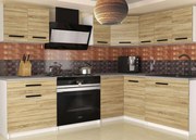 Kuchynská linka Belini 300 cm dub sonoma s pracovnou doskou Armin2  TOR ARMIN2/2/WT/DS/0/B1